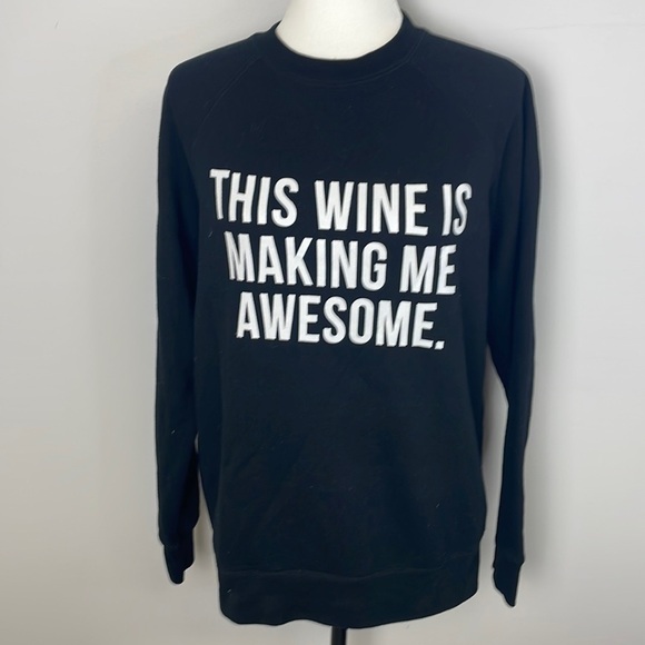 Brunette The Label “This Wine Is Making Me Awesome" Crew - Black Sz S/M - Picture 2 of 6